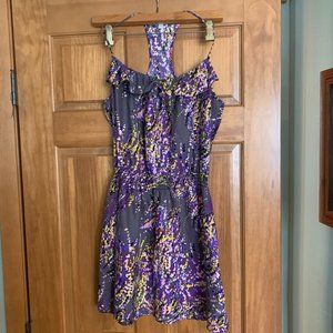 Parker Silk Printed Mini Dress Racer Back (Size S)